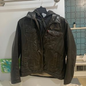 Levi leather jacket hoodie XL